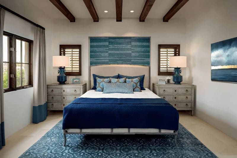 Phòng ngủ màu xanh lam độc đáo